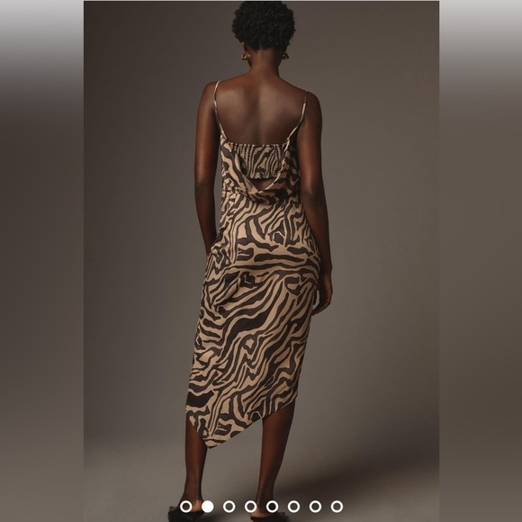 Anthropologie women’s Sz 14 Draped-Back Asymmetrical Slip Midi Dress backless - Picture 4 of 16